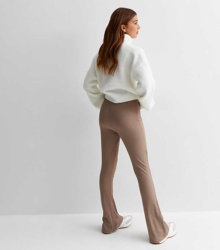 High-waist, flared trousers - Dark Brown