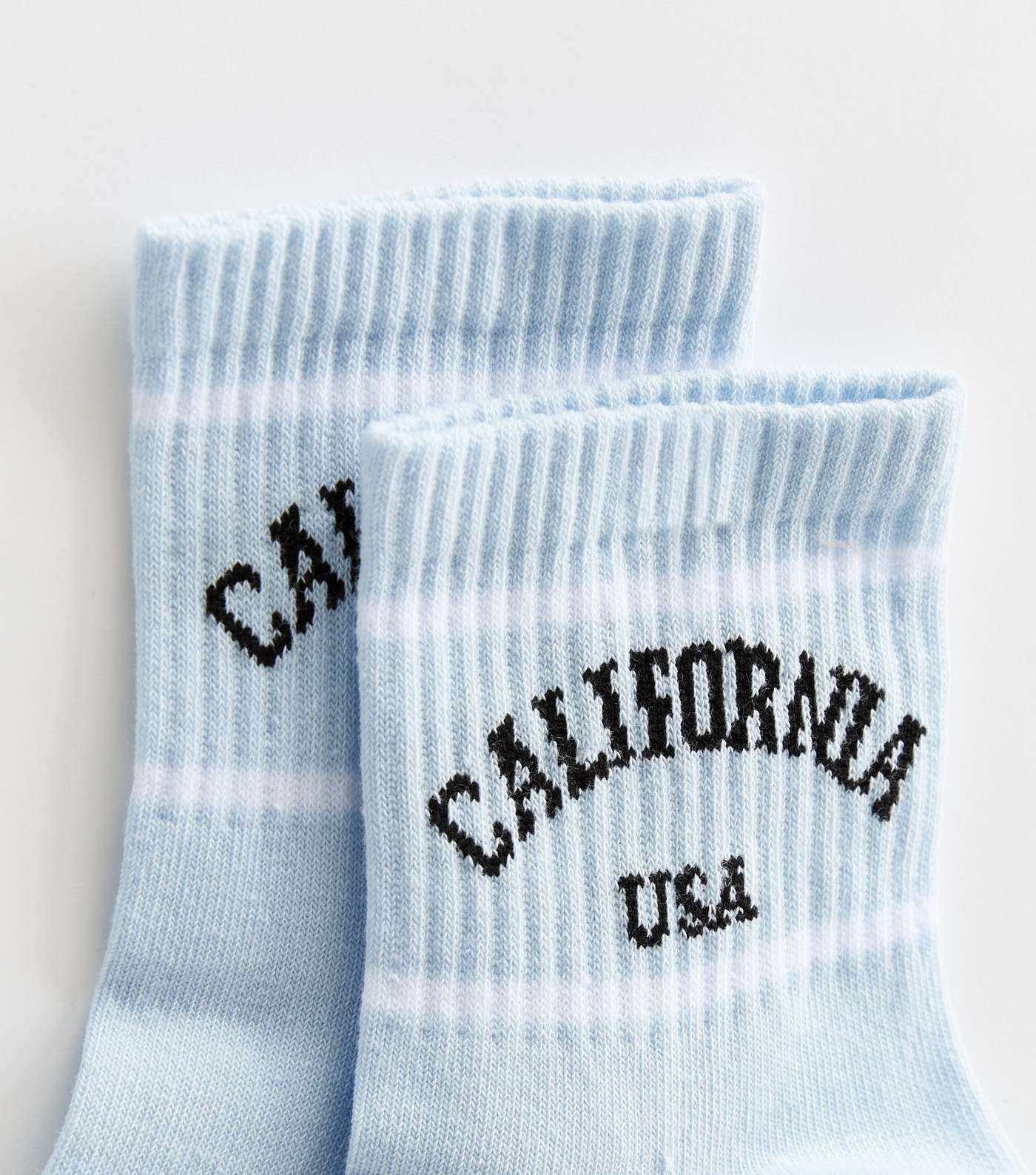 Pale Blue Ribbed California Tube Socks Image 2