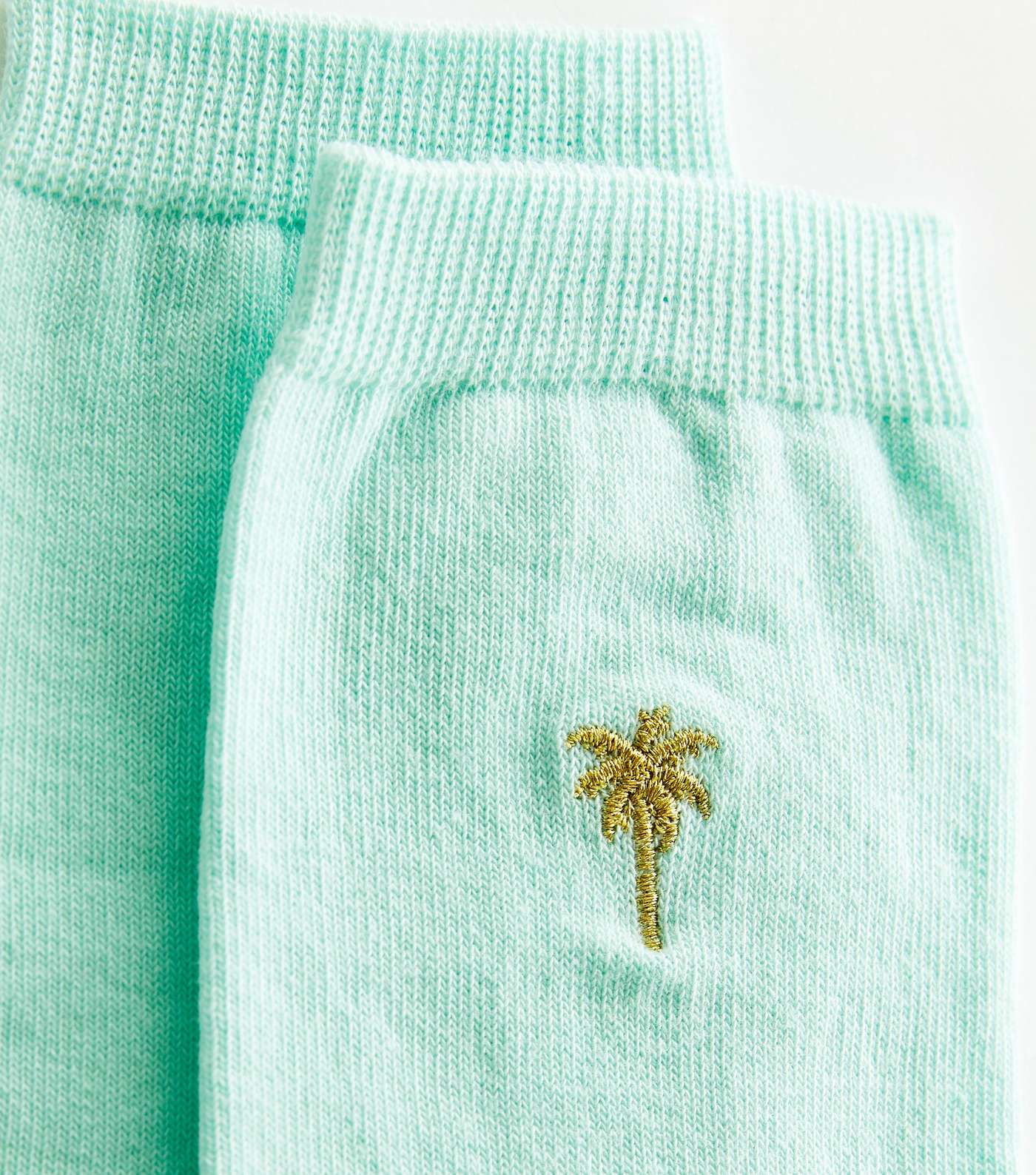 Mint Green Embroidered Glitter Palm Tree Socks Image 2