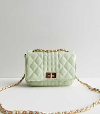 Quilted Leather-Look Chain Strap Cross Body Bag