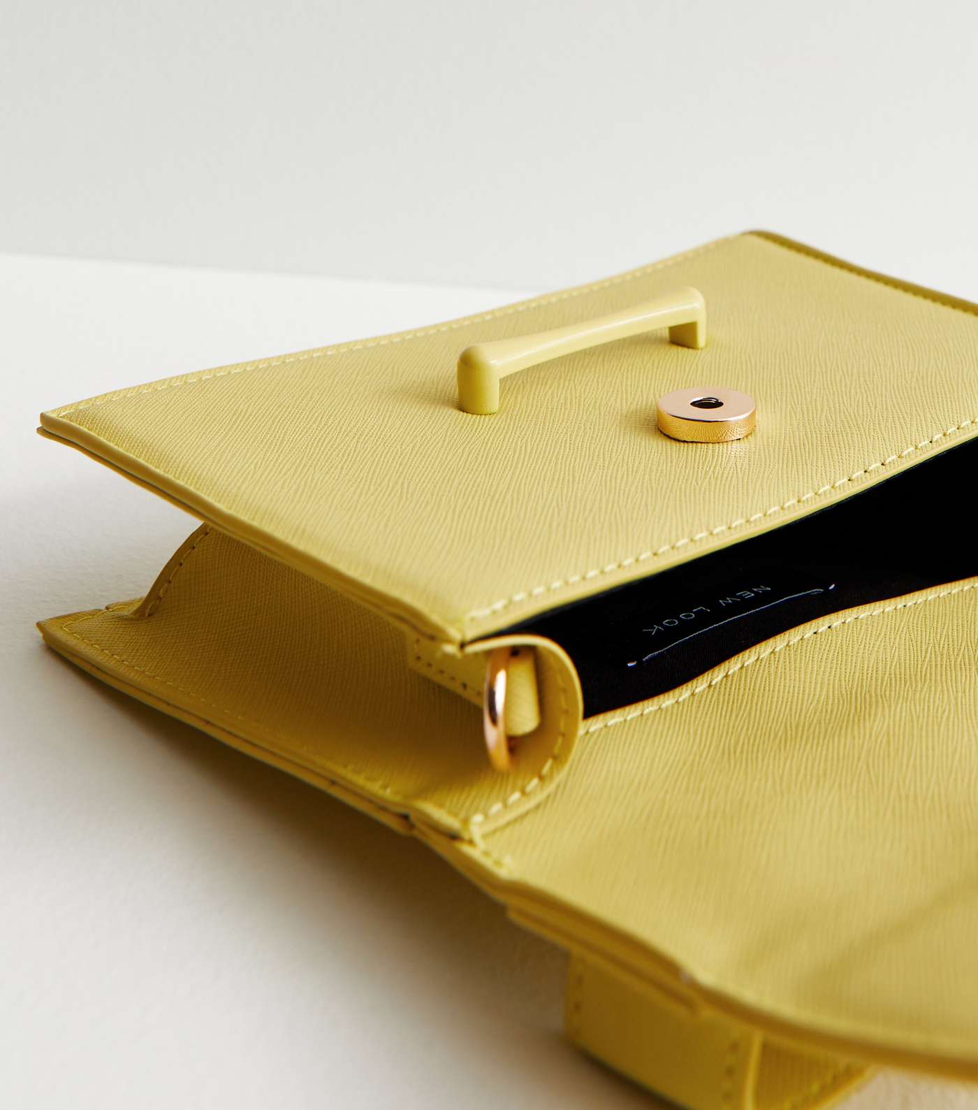 Yellow Leather-Look Top Handle Cross Body Bag Image 4