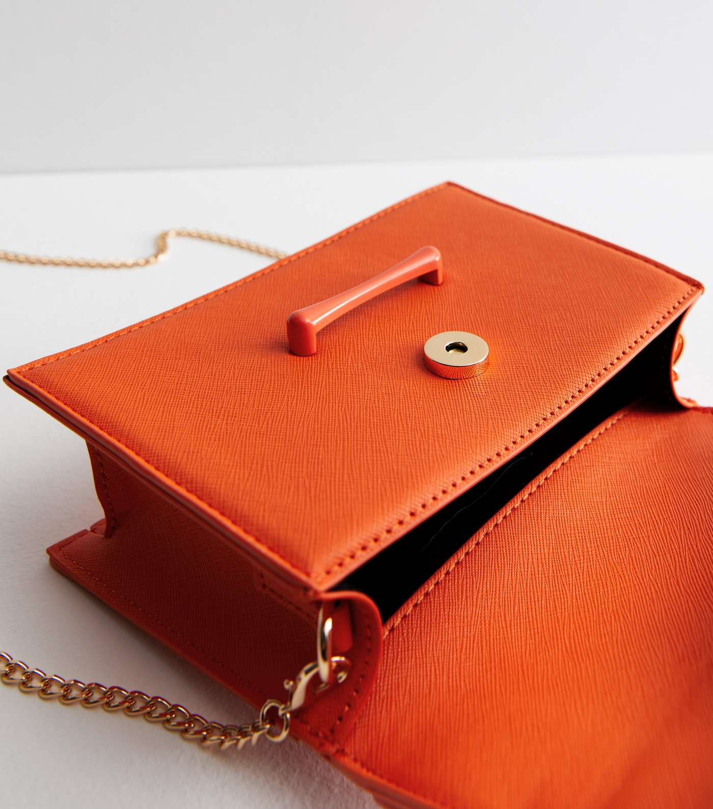 Bright Orange Leather-Look Top Handle Cross Body Bag Image 4