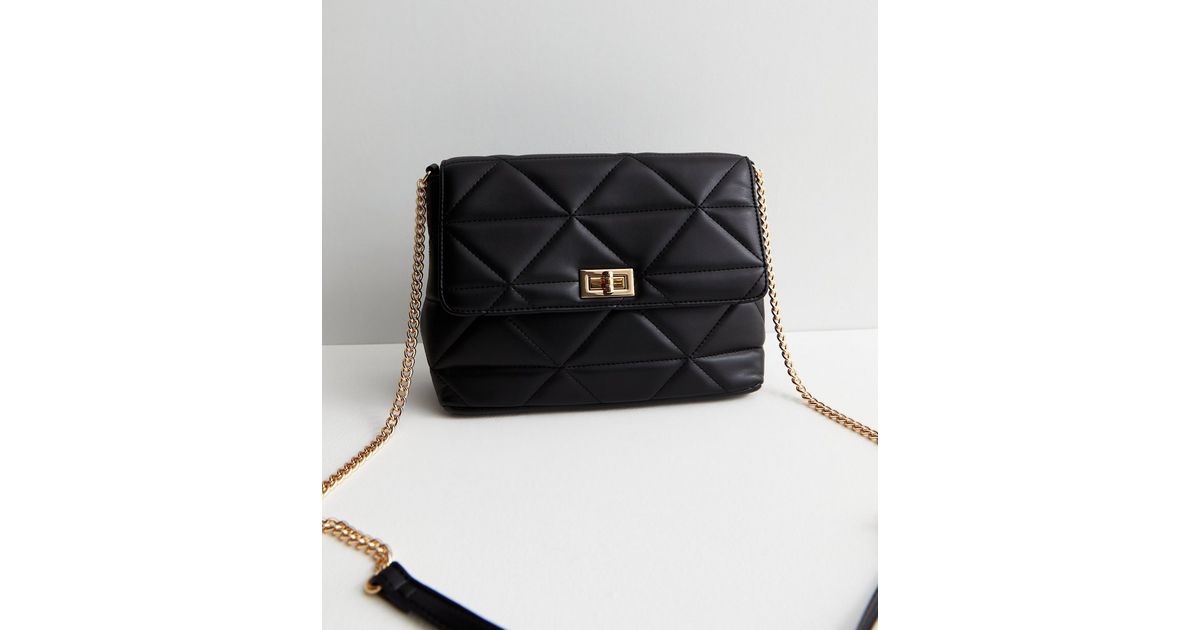 Quilted Leather Chain Strap Crossbody Bag