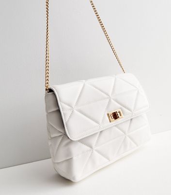 White bag with chain strap sales