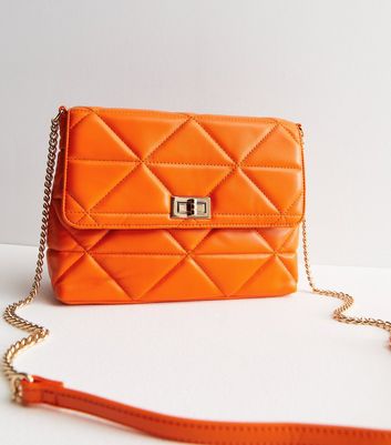 Orange clutch bag new on sale look