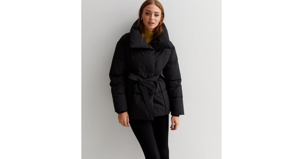 Theory Women's Belted Puffer Wrap Coat In Black