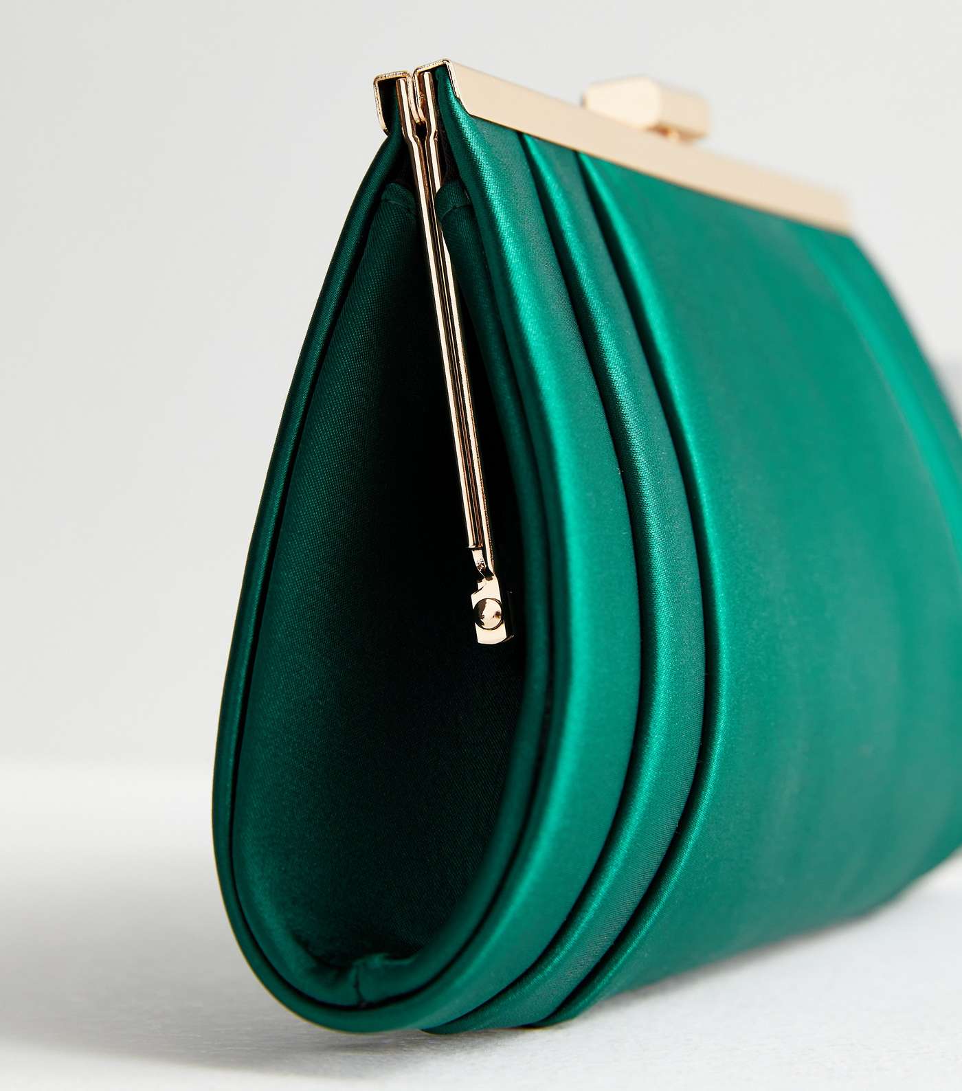 Green Satin Chain Strap Clutch Bag Image 3