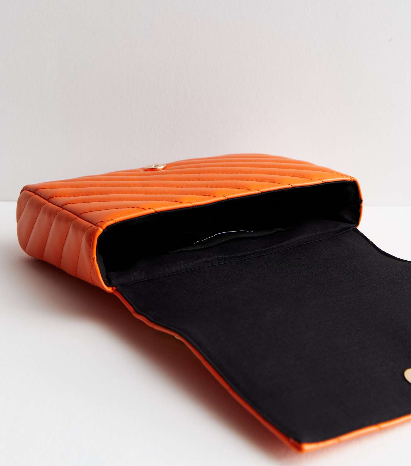 Bright Orange Diagonal Quilted Cross Body Bag Image 4