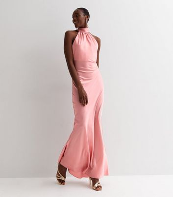 Pink high on sale neck maxi dress