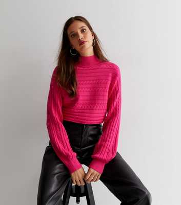 Sunshine Soul Bright Pink Cable Knit Batwing Jumper