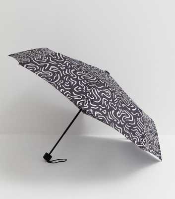 Black Doodle Print Umbrella