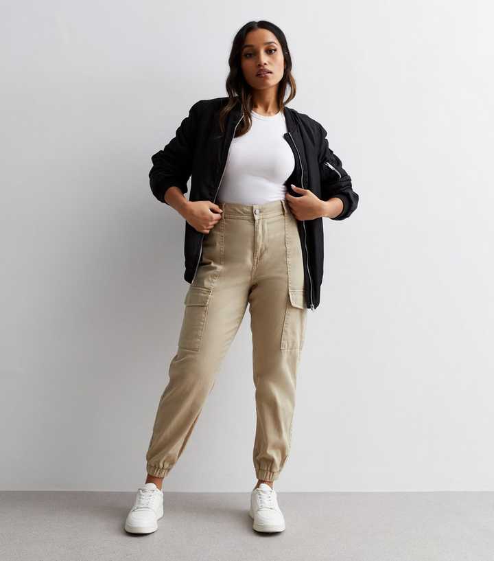 High Waisted Button Multiple Pockets Work Cargo Flare Pants