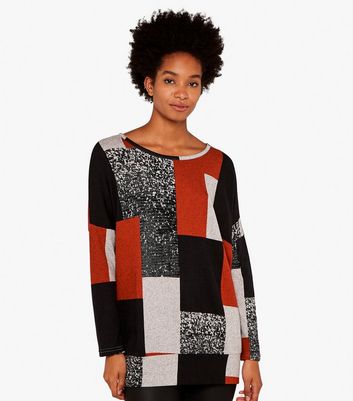 Apricot Red Colour Block Oversized Jumper