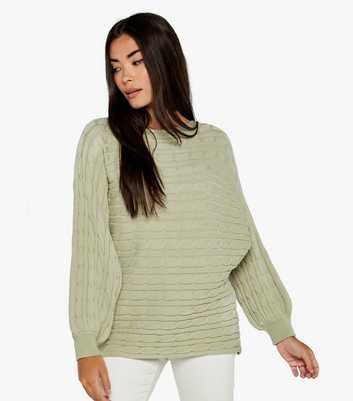 Apricot Mint Green Cable Knit Batwing Jumper
