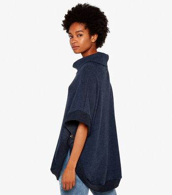 Apricot Navy Waffle Knit Roll Neck 