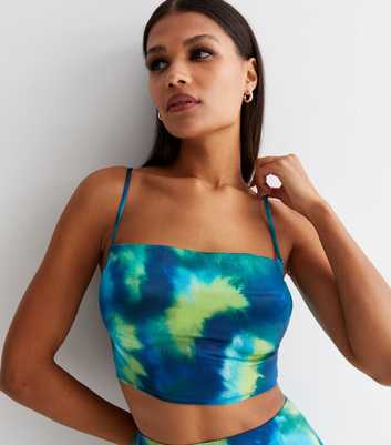 Public Desire Green Tie Dye Satin Crop Cami