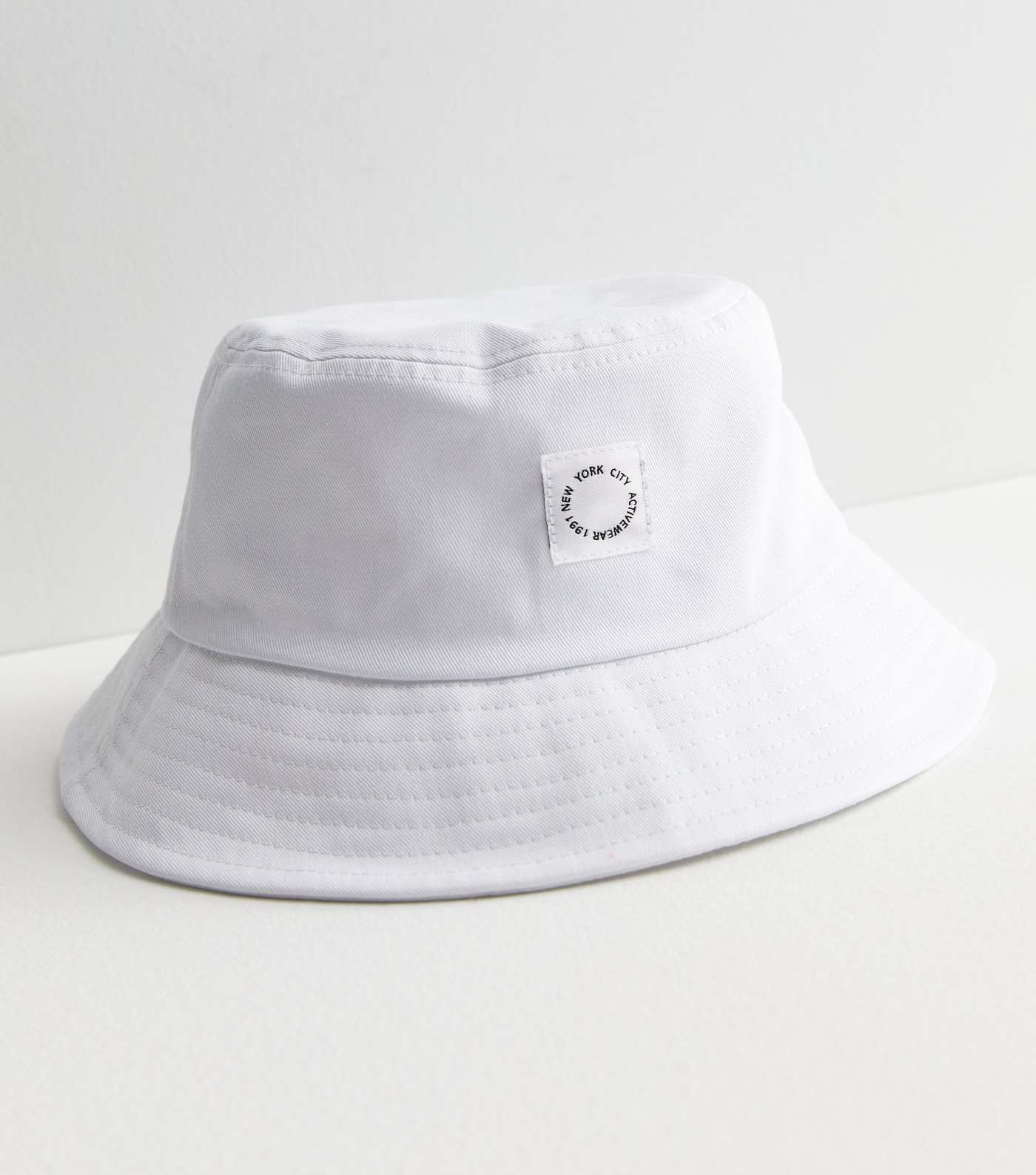White Embroidered New York City Bucket Hat Image 2