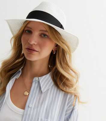 White Straw Effect Fedora