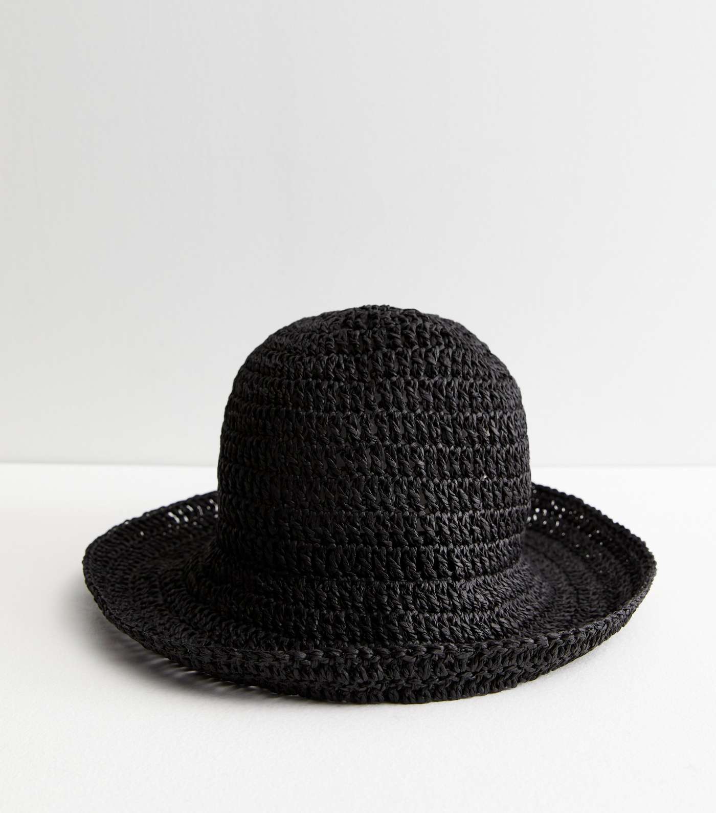 Black Straw Effect Crochet Bucket Hat Image 3