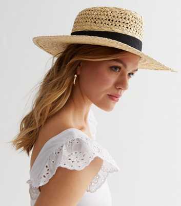 Stone Straw Effect Boater Hat