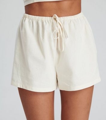 Cream Linen Look Floaty Beach Shorts