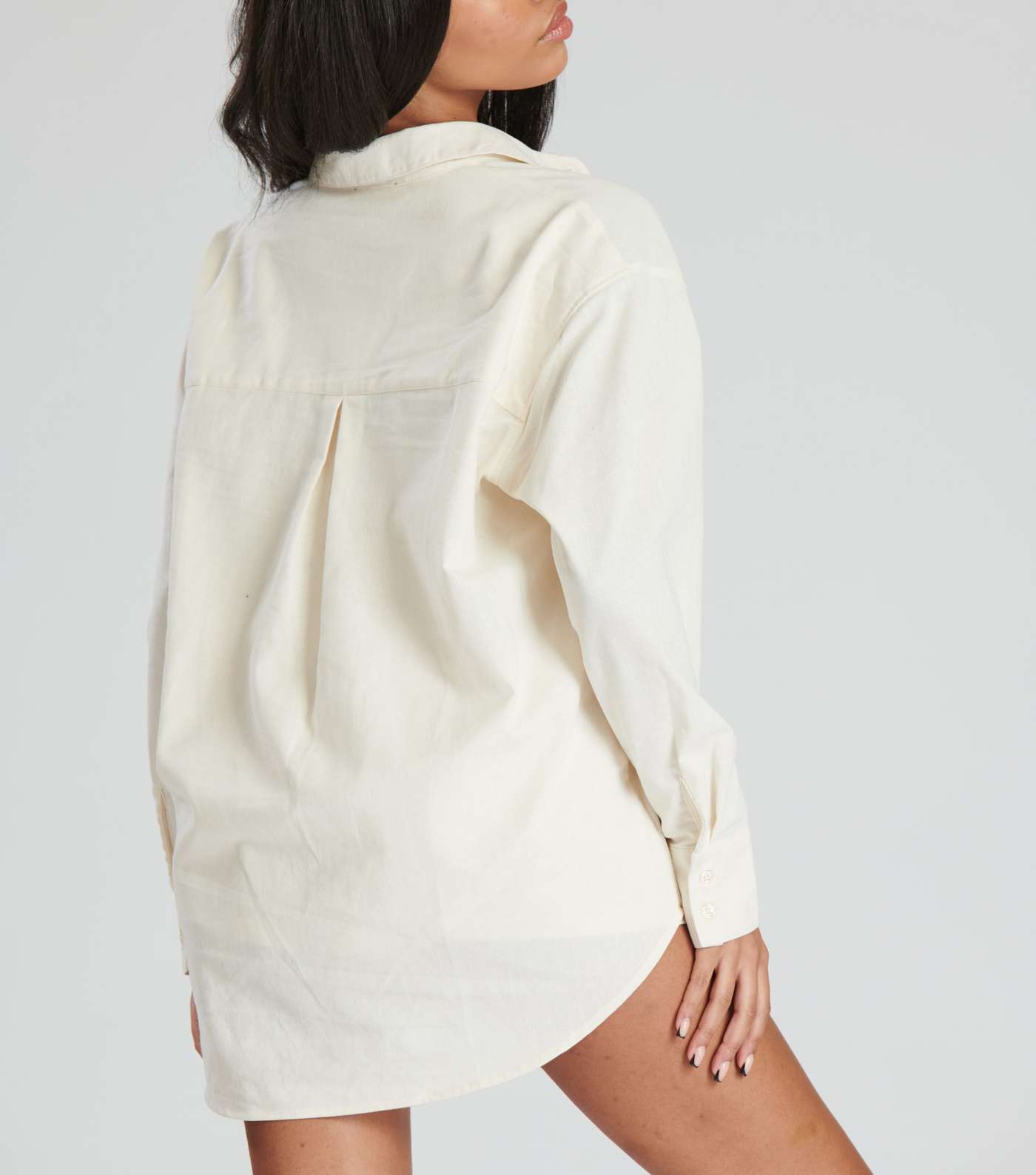 South Beach Cream Linen-Look Oversized Shirt Image 2