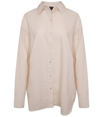 South Beach Cream Linen-Look Oversized Shirt New Look