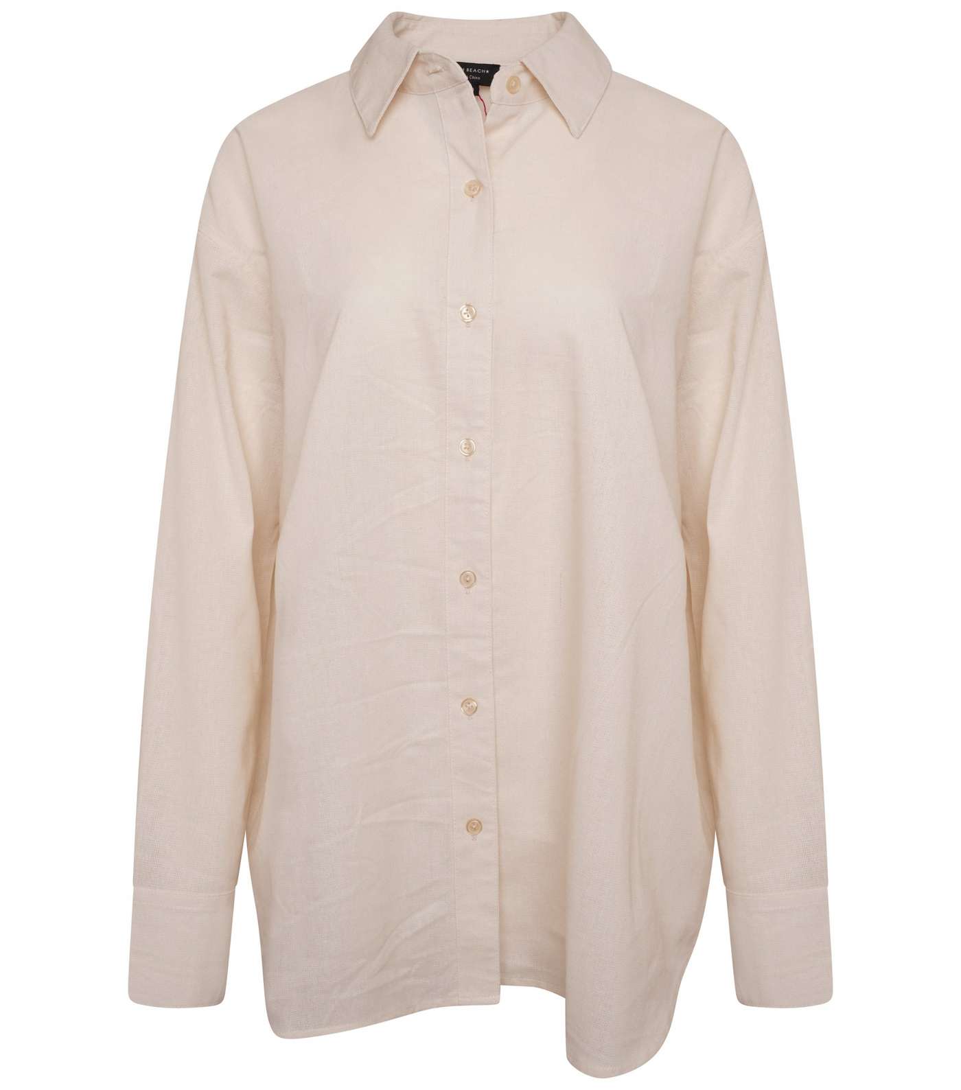South Beach Cream Linen-Look Oversized Shirt Image 4