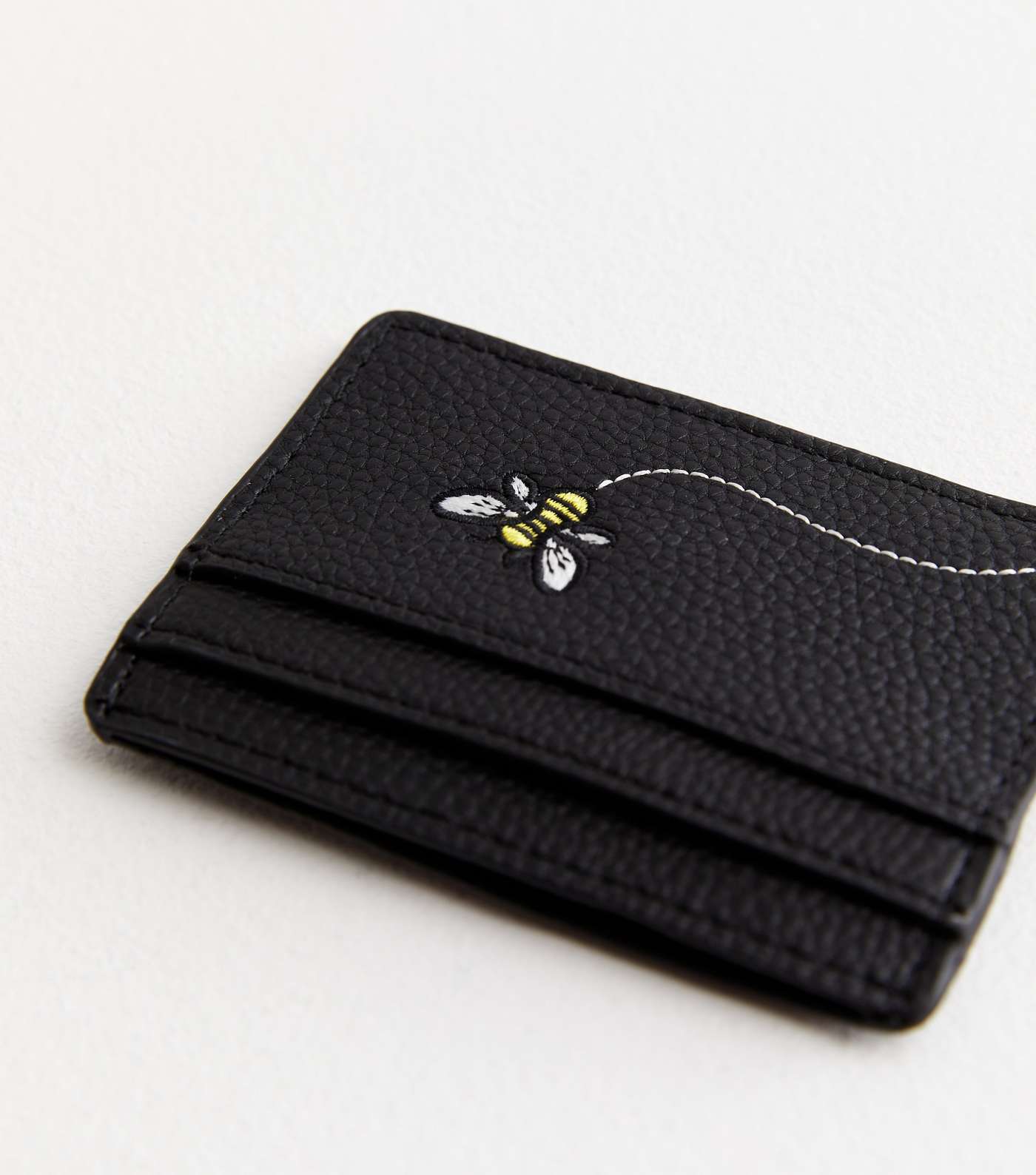 Black Leather-Look Bee Trail Card Holder Image 3