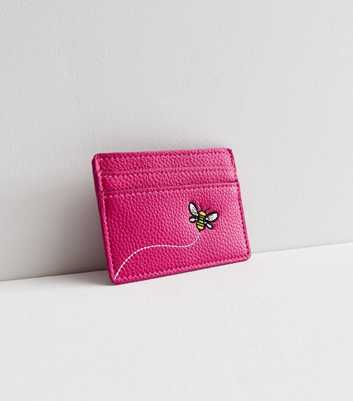 Bright Pink Leather-Look Bee Trail Card Holder