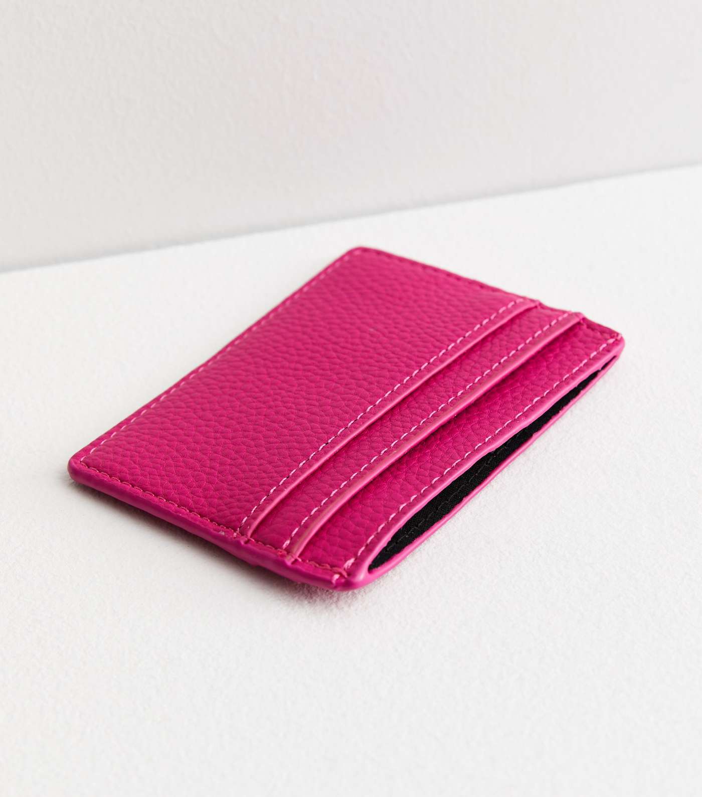 Bright Pink Leather-Look Bee Trail Card Holder Image 2