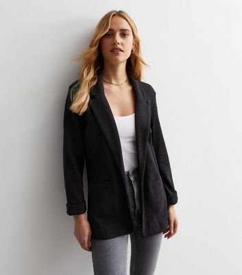 Black Textured Jersey Blazer New Look