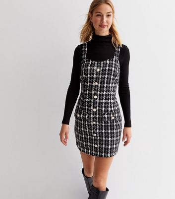 New look checked cheap pinafore dress