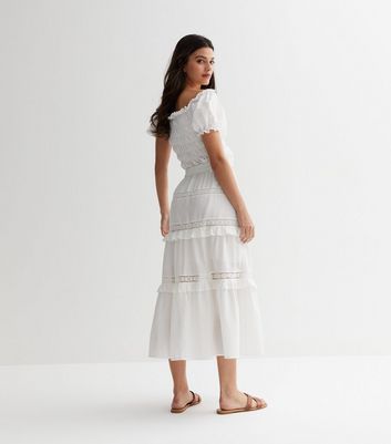 Midi white tiered on sale skirt