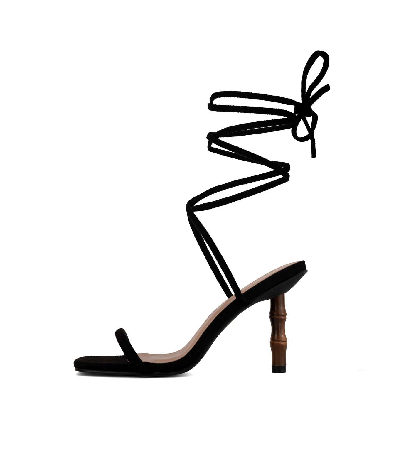 South Beach Black Tie Faux Bamboo Heel Sandals Image 2