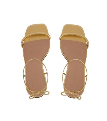 South Beach Gold Tie Faux Bamboo Heel Sandals New Look