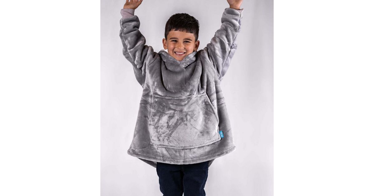 ONY Kids Pale Grey Faux Fur Oversized Unisex Blanket Hoodie