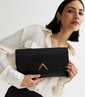 Black leather evening bag online