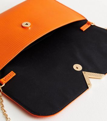 Orange clutch bag new on sale look