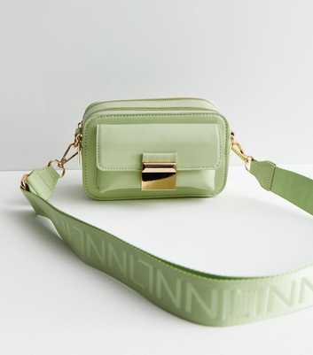 Light Green Logo Strap Cross Body Bag
