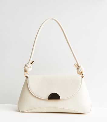 Cream Leather-Look Knot Strap Shoulder Bag