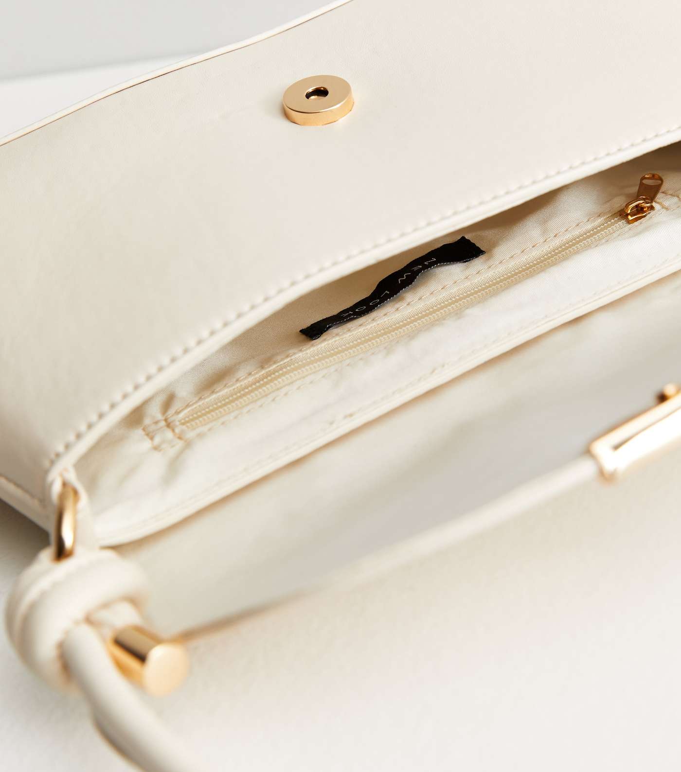 Cream Leather-Look Knot Strap Shoulder Bag Image 4