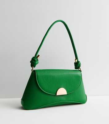 Green Leather-Look Knot Strap Shoulder Bag