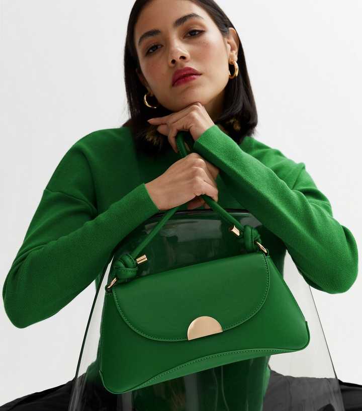 Green Curved Shoulder Bag | New Look