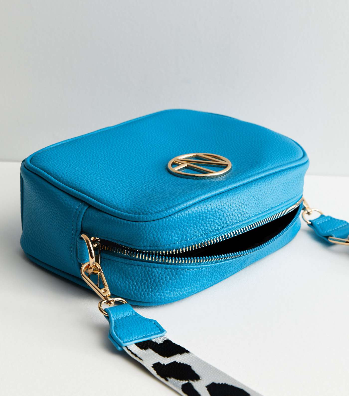Blue Leather-Look Logo Webbed Cross Body Bag Image 4