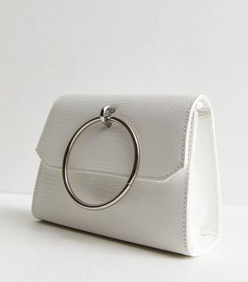 White clutch bag with on sale handle