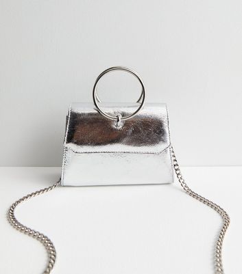 Silver metallic outlet evening bag