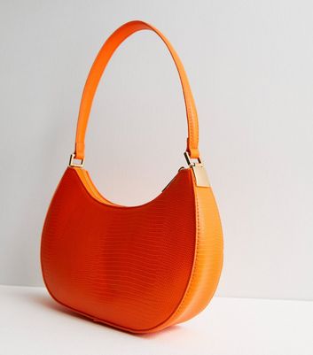 Bright Orange Faux Snake Scoop Shoulder Bag | New Look