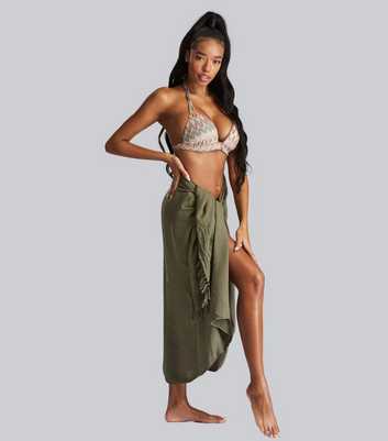 South Beach Olive Tassel Beach Sarong