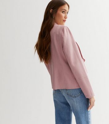 Deep Pink Suedette Waterfall Jacket New Look